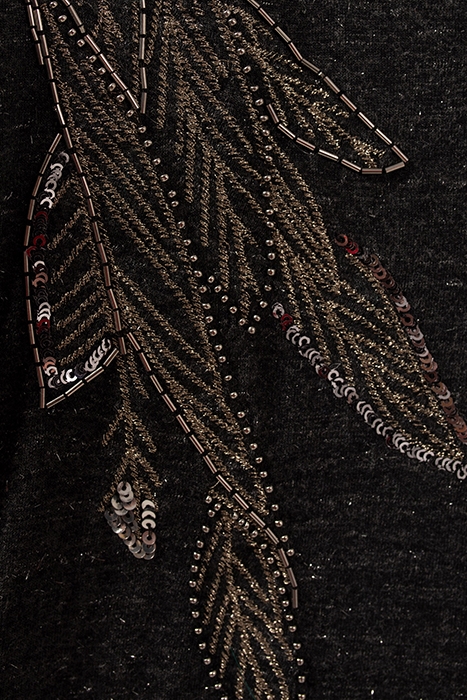 GREY MARL LUREX T-SHIRT WITH FEATHER EMBROIDERY GREY 4