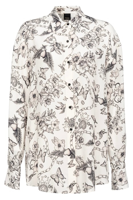 CORISHA CAMICIA CREPE DE CHINE STAMPA TATTOO BUTTER/BLACK 1