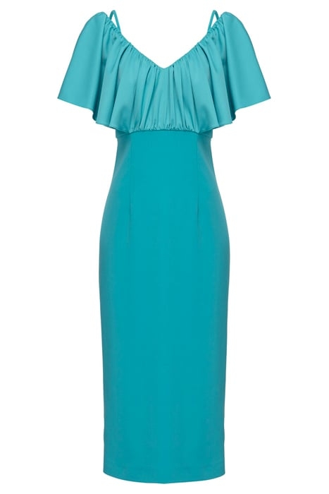 LA CARLOTA ABITO ENVER SATIN CREPE + LUCIDO LIGHT BLUE-NAVY  3