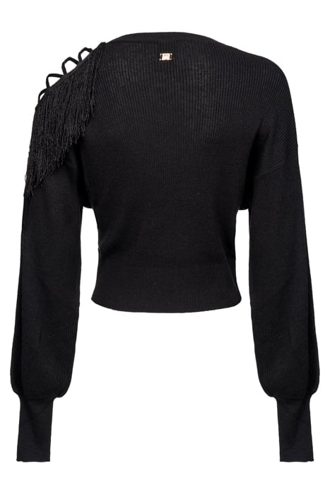 PALLADIO MAGLIA COSTINA VISCOSA CACHEMIRE CON FRANGE BLACK 2