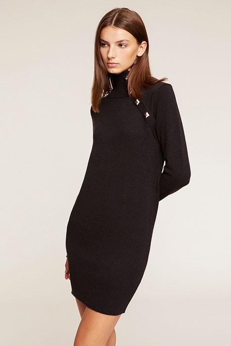 KNIT DRESS WITH BUTTON FEATURE BLACK 4