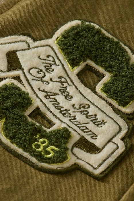 CANVAS VARSITY JACKET WITH LEATHER SLEEVES KHAKI 3