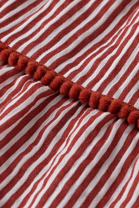 A-LINE CRINKLE COTTON DRESS TERRACOTTA STRIPE 3