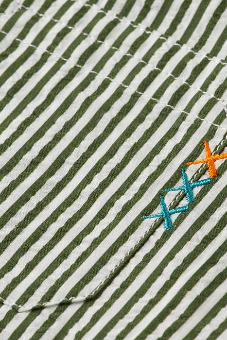 REGULAR-FIT - PRINTED STRIPE SEERSUCKER SHIRT SEAWEED GREEN  4