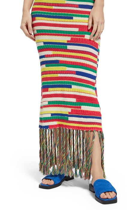 MULTICOLOURED INTARSIA KNITTED DRESS MULTI STRIPE 7