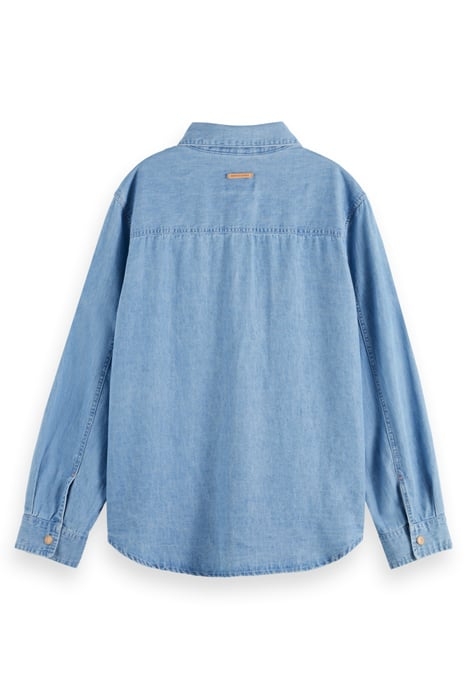 LONG SLEEVE SHIRT WITH ONE POCKET - WASHED INDIGO 2