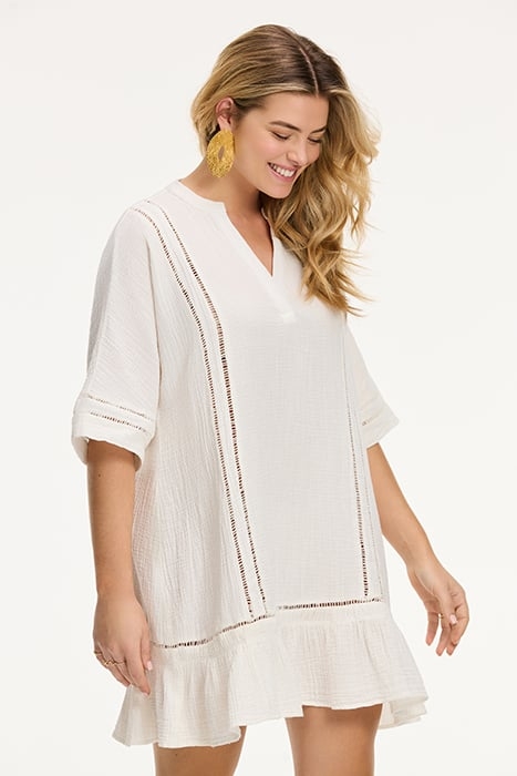 CORFU DRESS MOUSSELINE WAFFLE JET STREAM WHITE 6