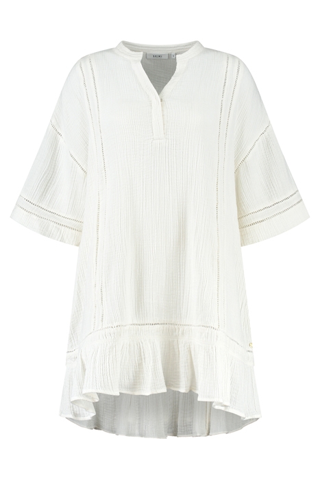 CORFU DRESS MOUSSELINE WAFFLE JET STREAM WHITE 5