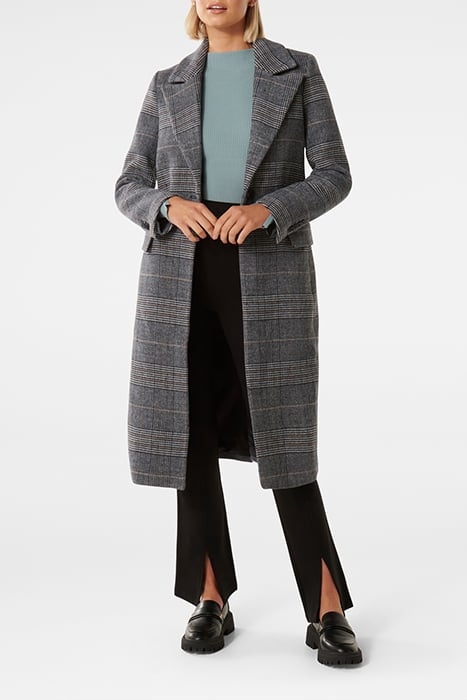 ARCHIE FITTED CHECK COAT GREY CHECK 1