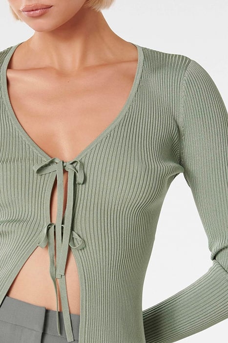 CASSIE TIE FRONT KNIT CARDIGAN SAGE GREEN 6
