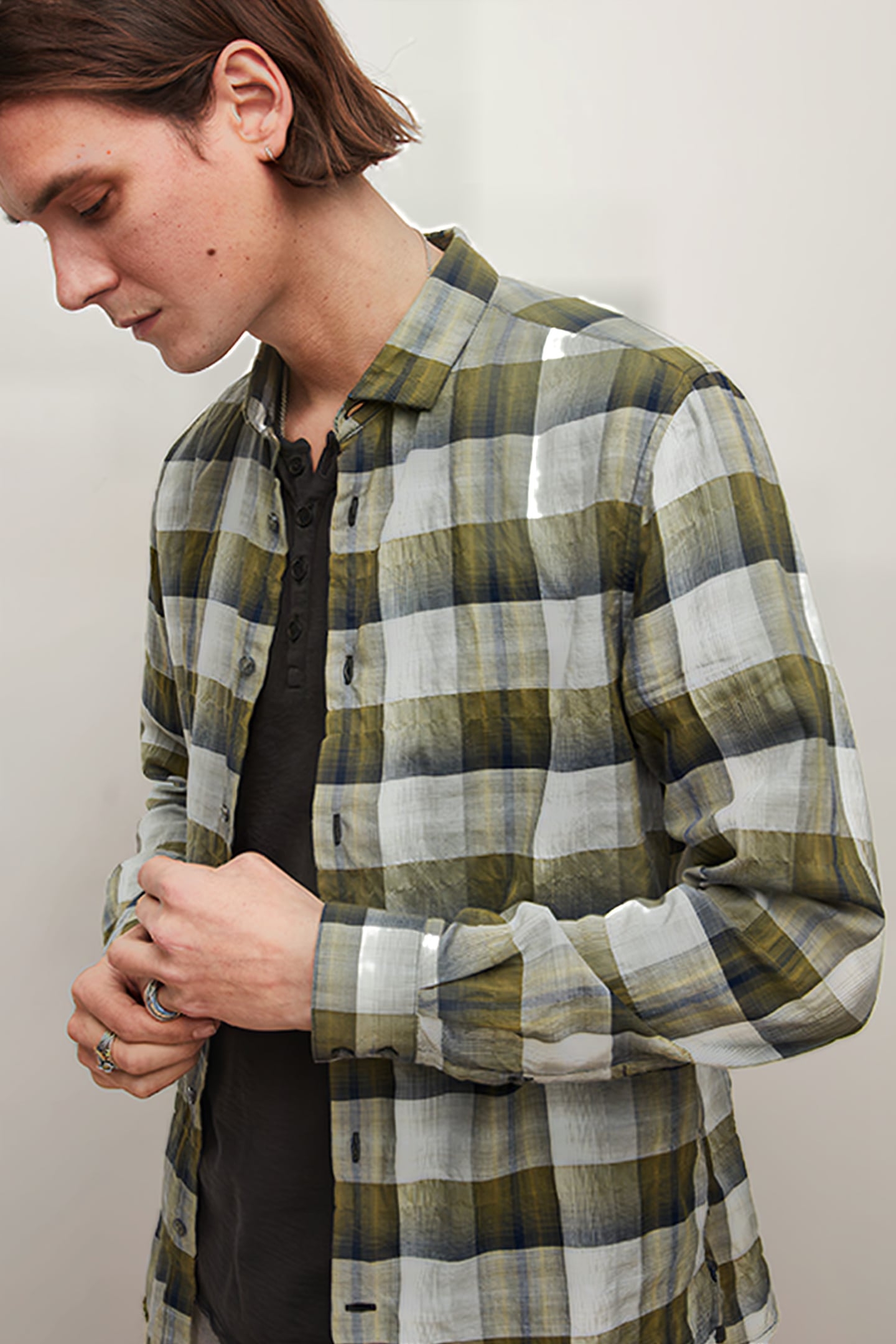 ROSS SLIM FIT LS SPORT SHIRT BLUFF EDGE BOTTLE GREEN 2