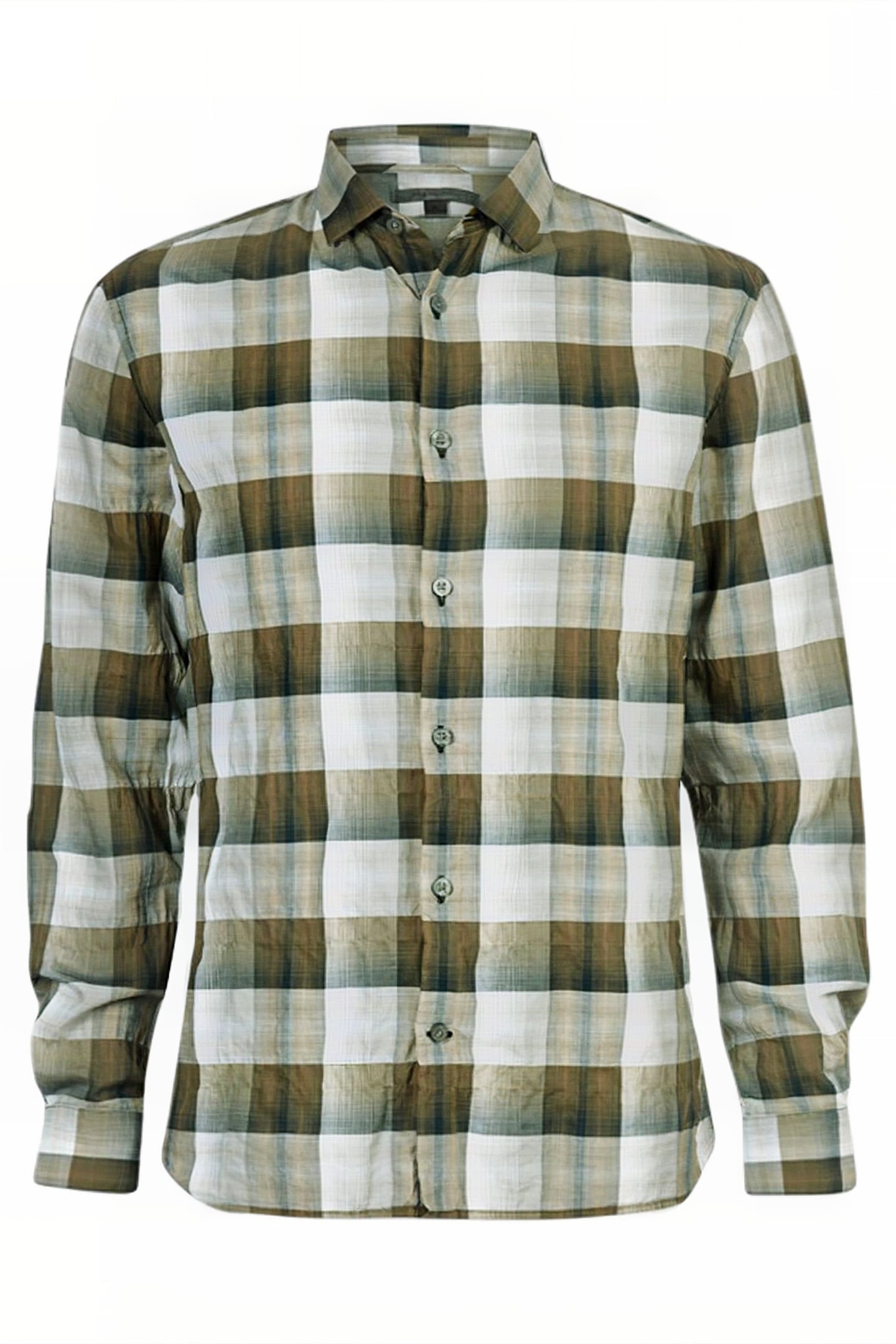 ROSS SLIM FIT LS SPORT SHIRT BLUFF EDGE BOTTLE GREEN 1