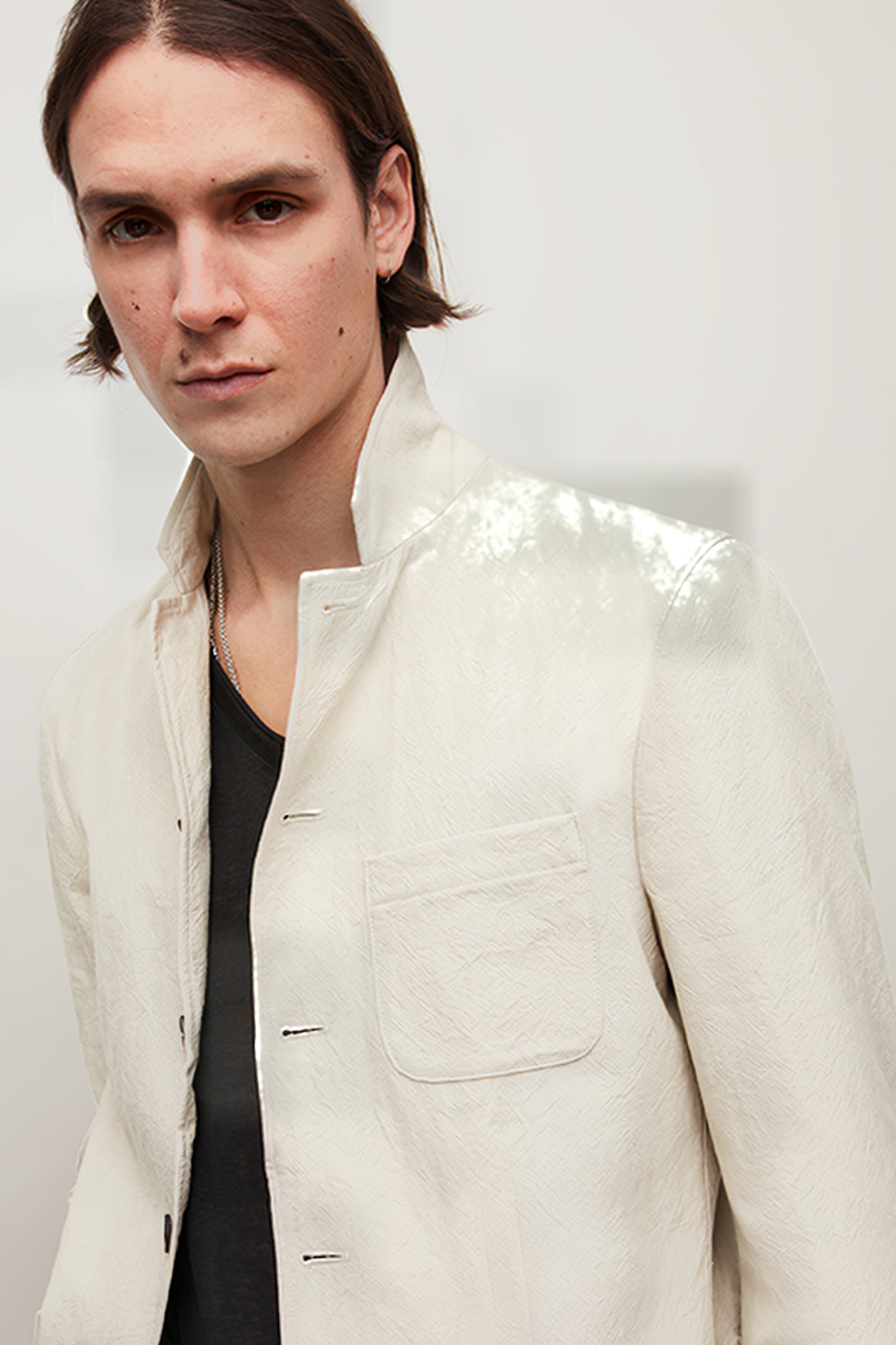 SLIM FIT JACKET WITH MULTI PATCH POCKETS POWDER WHITE 2