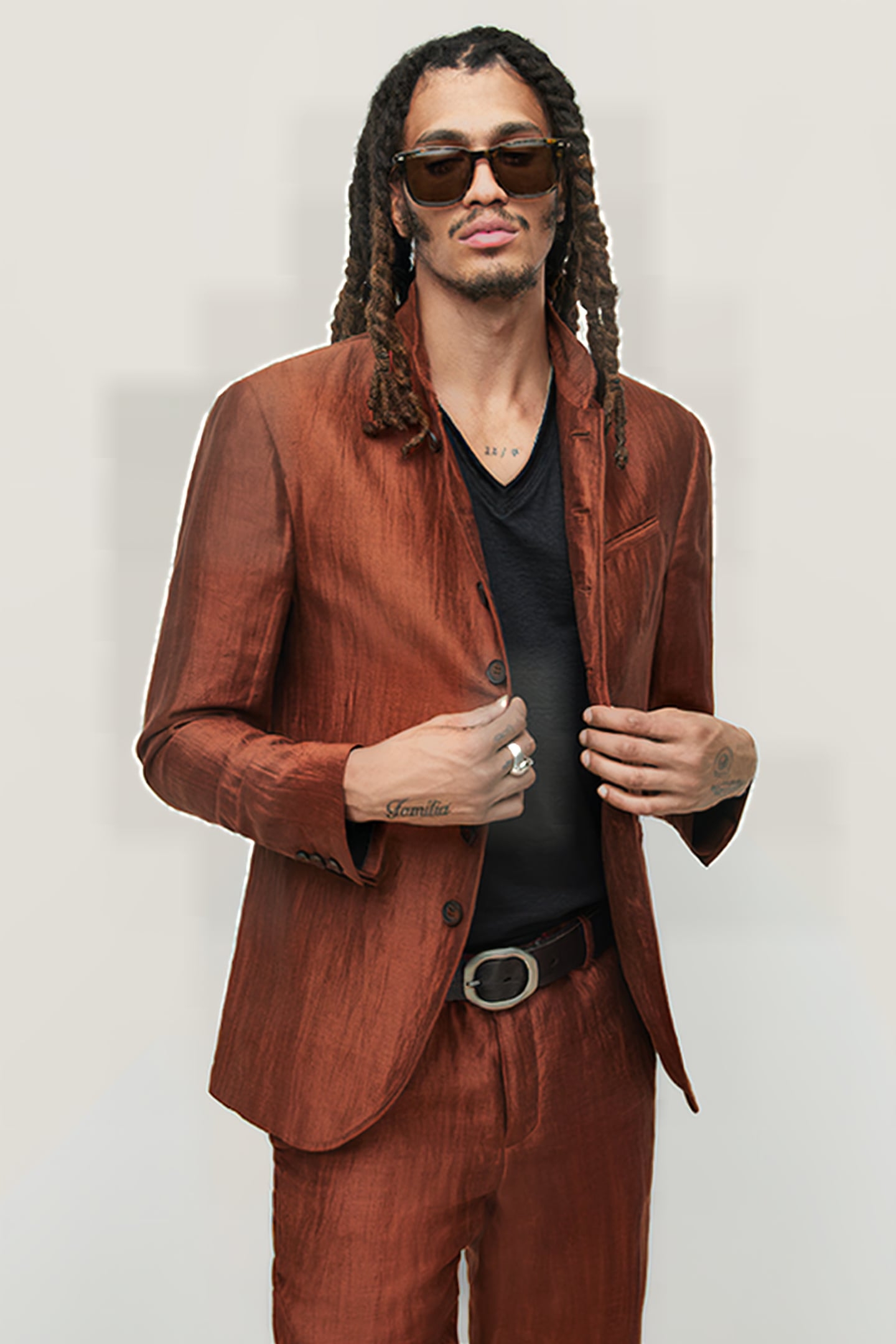 SLIM FIT MULTI BTN CLOSURE JACKET WITH S BURNT ORANGE 1