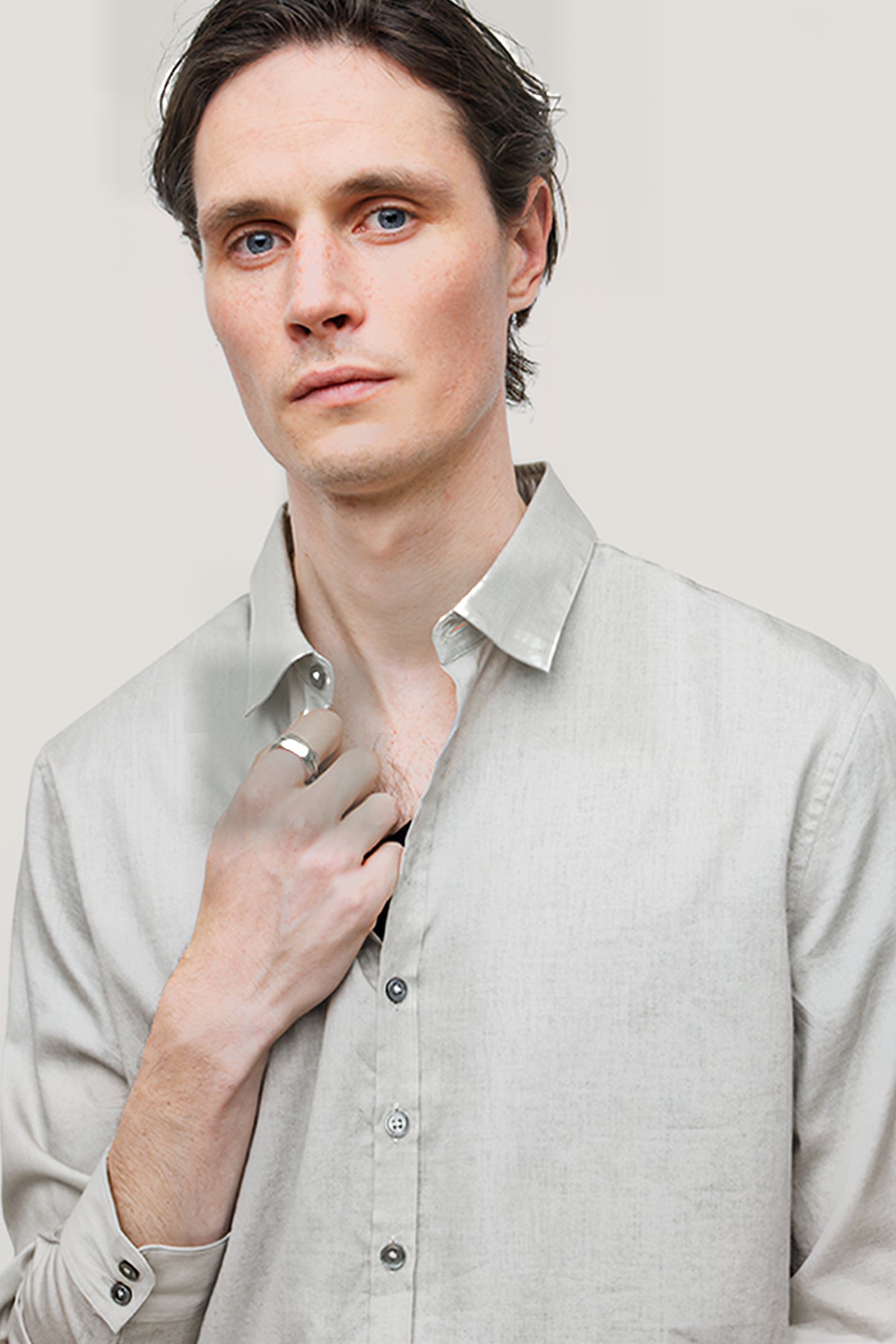 MULTI BUTTON SLIM FIT SHIRT FOSSIL GREY 3