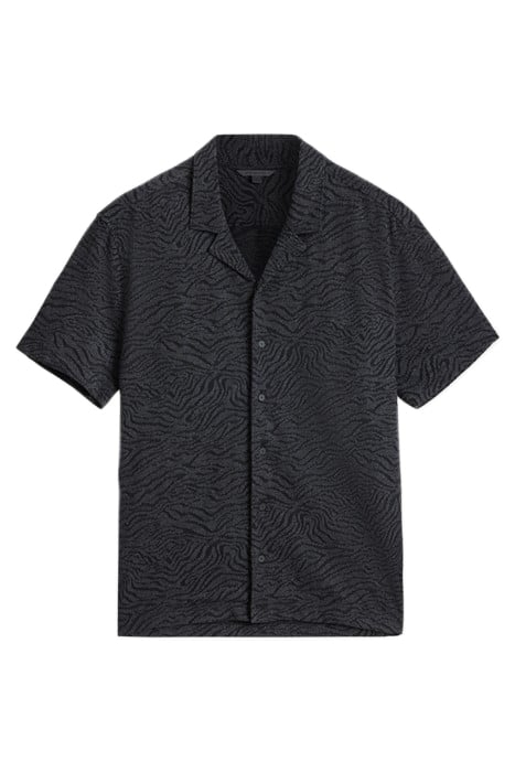 LAWRENCE CAMP COLLAR SHIRT IN ZEBRA JACQ BLACK 2