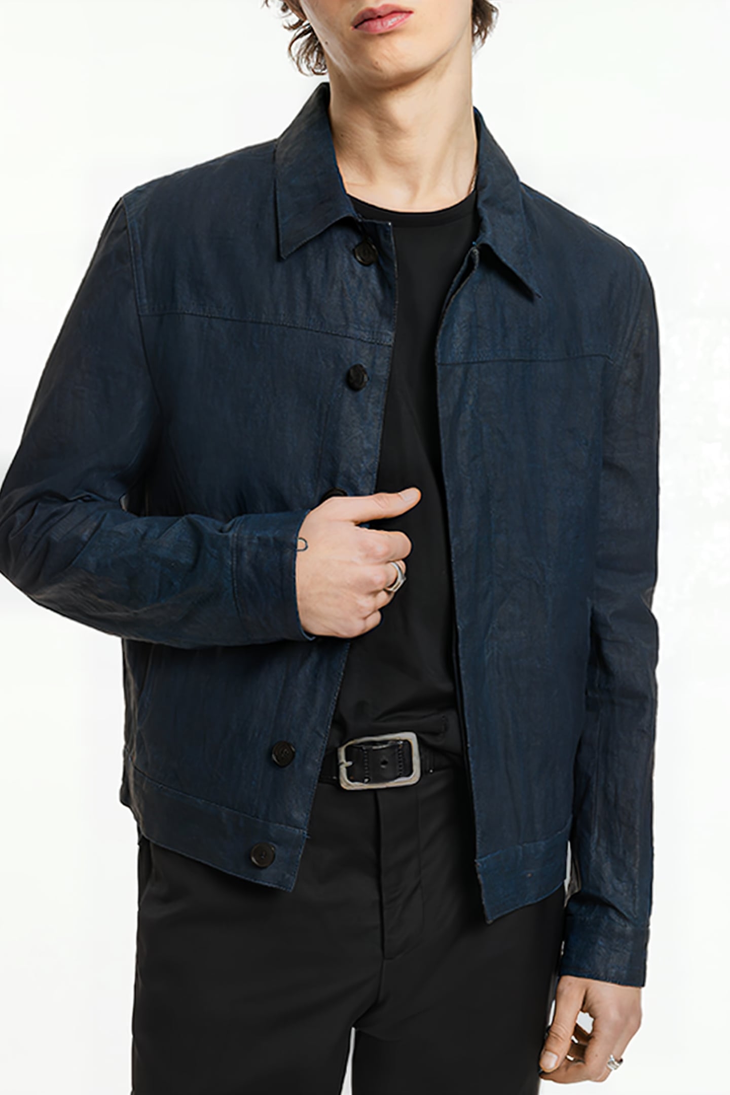 HIDDEN PLACKET JEAN JACKET CAPRI BLUE 1