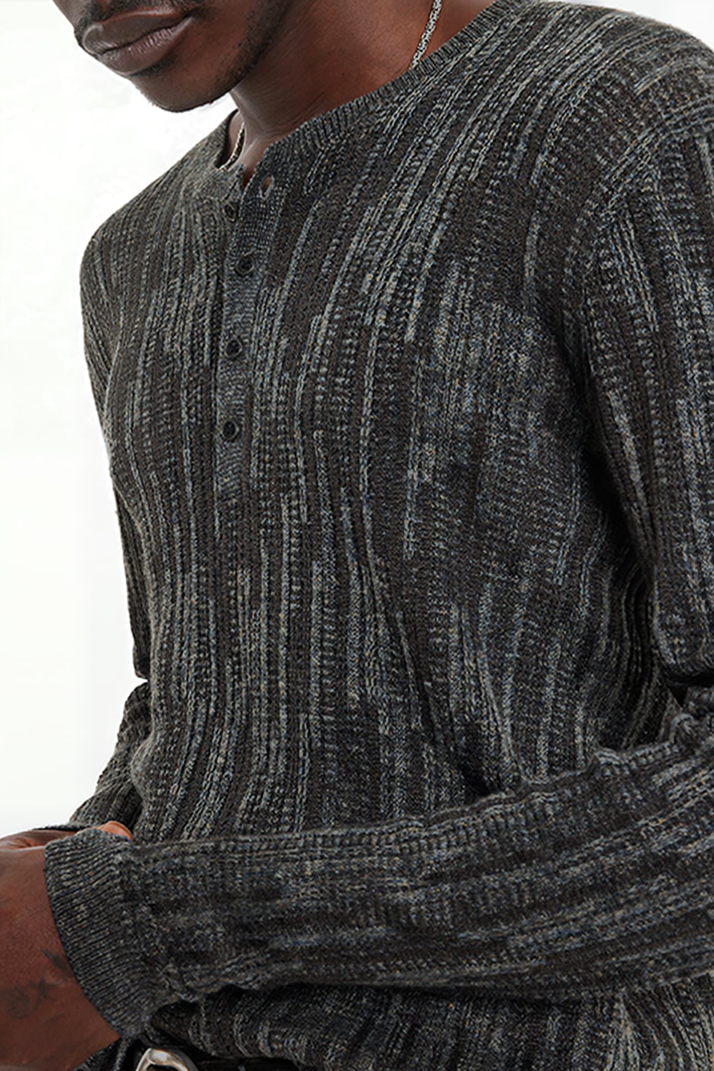 WILLIAM SLIM FIT HENLEY WITH MISS AND TU IRON GREY 3