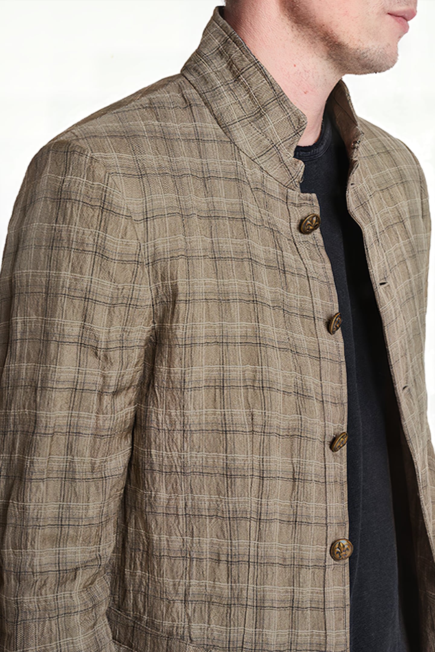 SLIM FIT BUTTON CLOSURE SOFT JACKET WITH OLIVE LEAF 3
