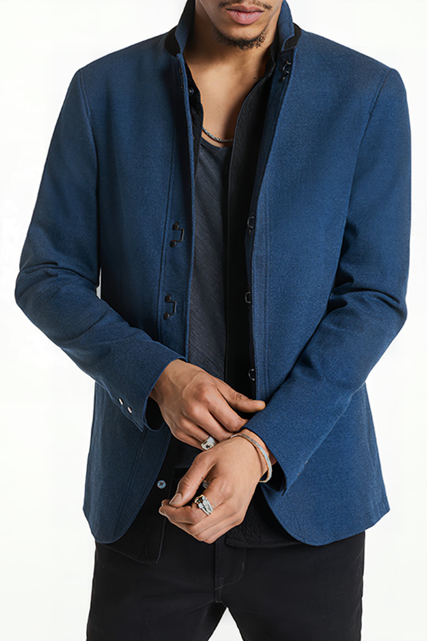 SLIM FIT NOTCH LAPEL JACKET WITH H B CLO COSMOS BLUE 1