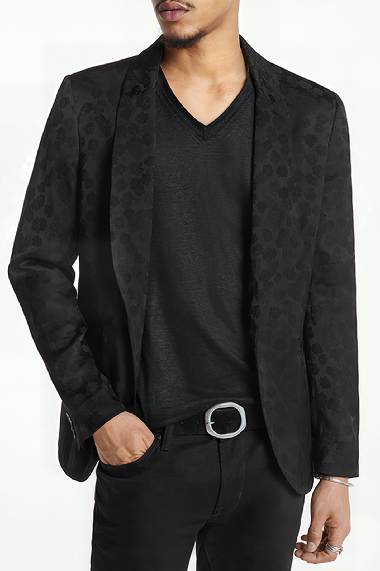 SLIM FIT SHAWL LAPEL JACKET WITH DOUBLE BLACK 1