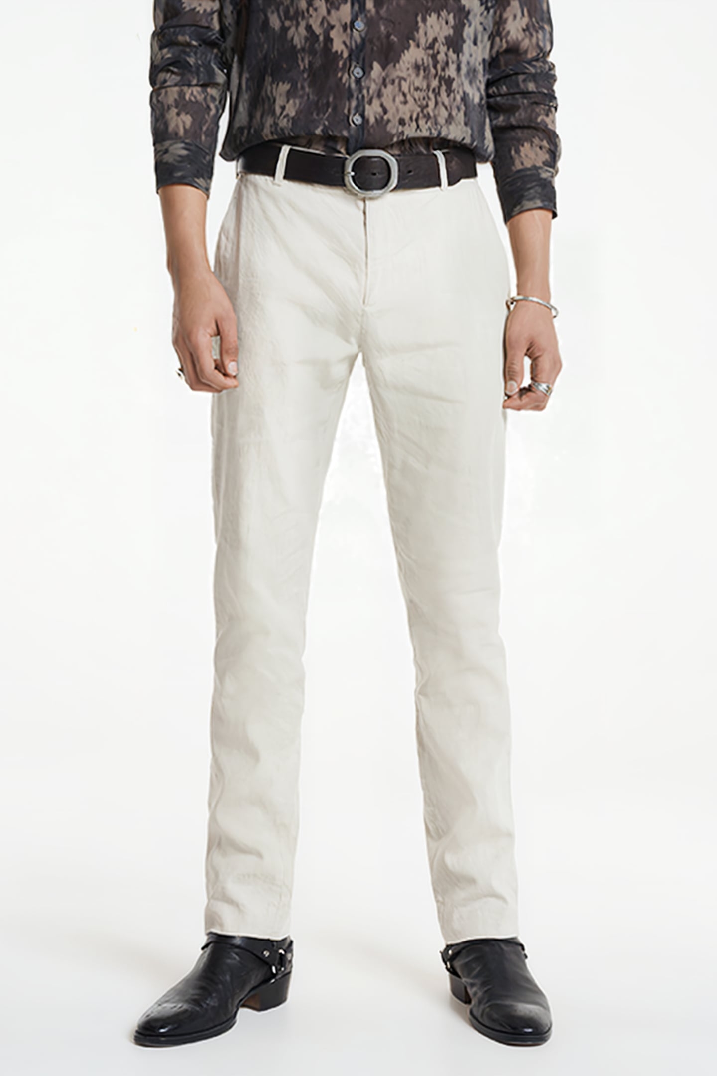 SLIM FIT PANTS WITH WELT HIP POCKET AND MACADAMIA 1