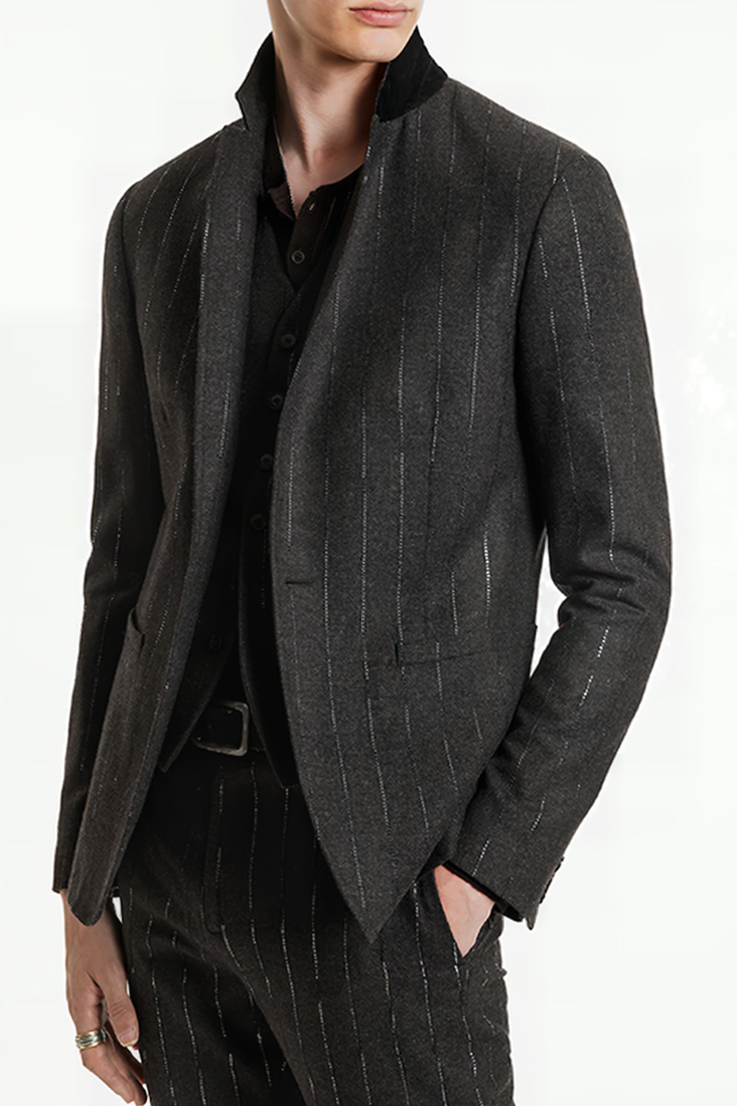 SLIM FIT ONE BUTTON SKINNY NOTCH LAPEL S ESPRESSO 1