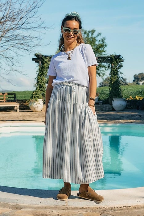 SEEMA ECO VERO STRIPE SKIRT IVORY 4