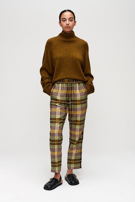 SYDNEY PLEAT CHECKED PANTS MOSS 2