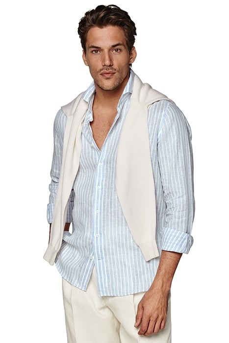 LIGHT BLUE STRIPED SLIM FIT SHIRT 5