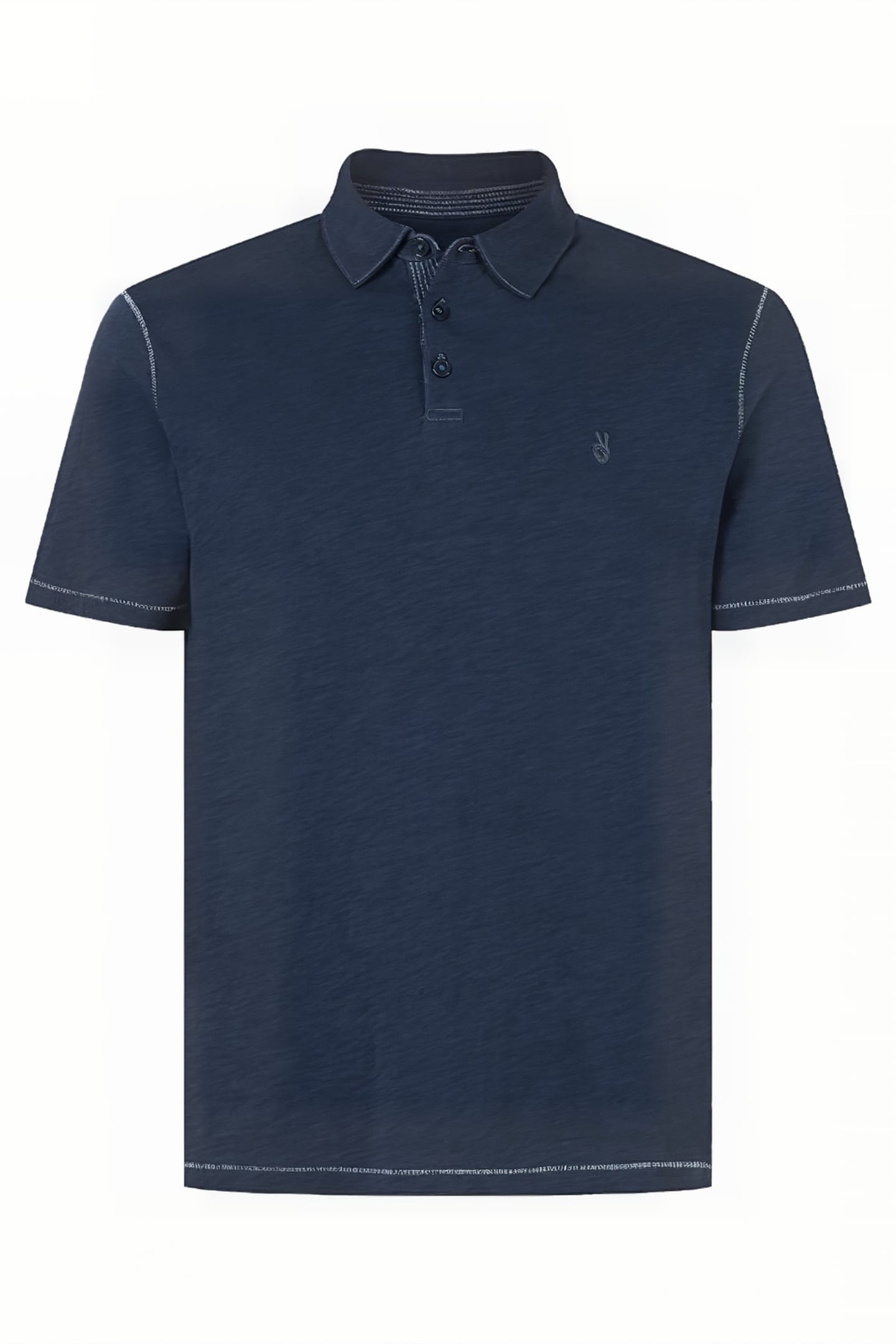SS SOFT COLLAR COTTON SLUB POLO OILED BLUE 2