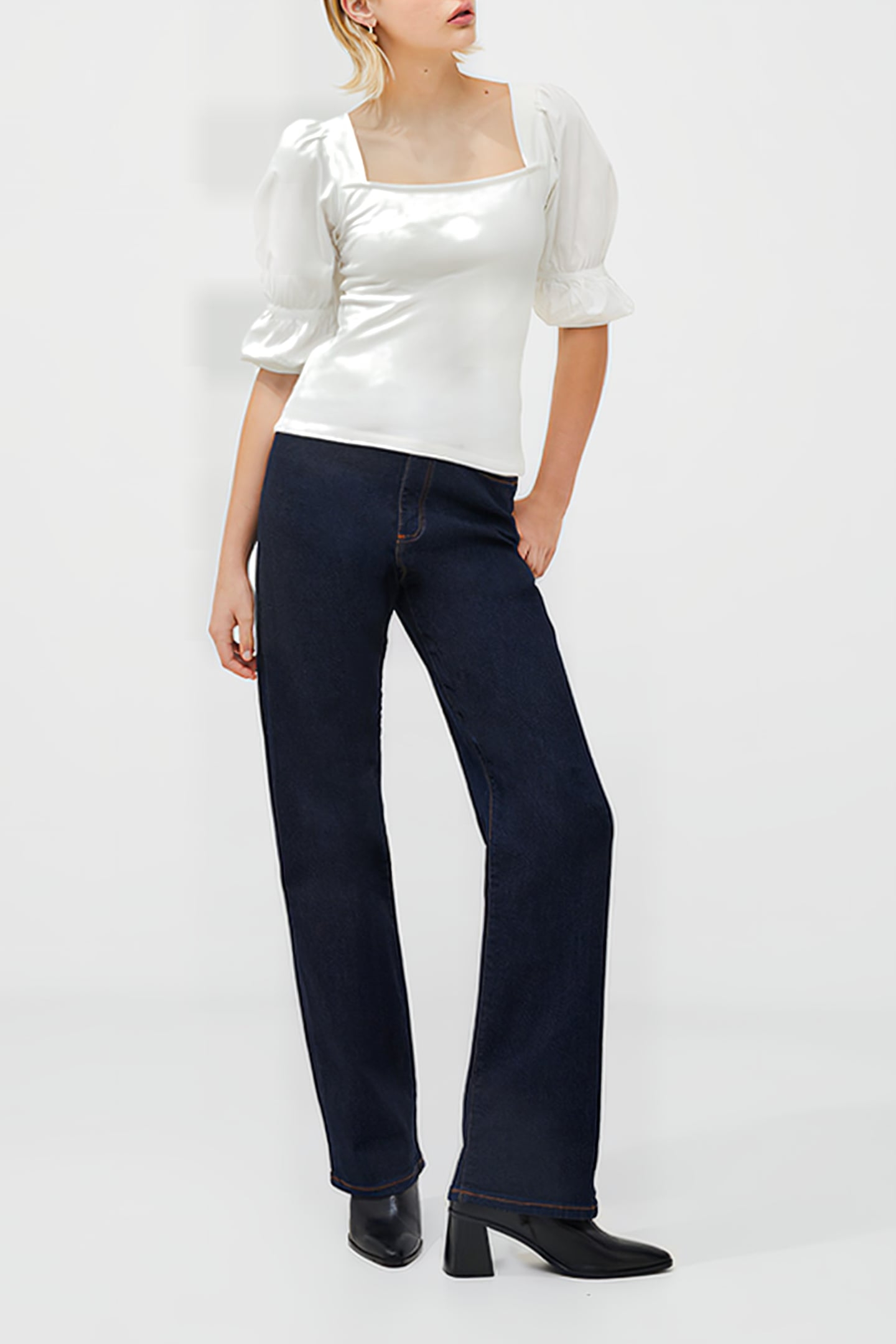 ROSANNA COT MIX PUFF SLEEVE TP WHITE 2