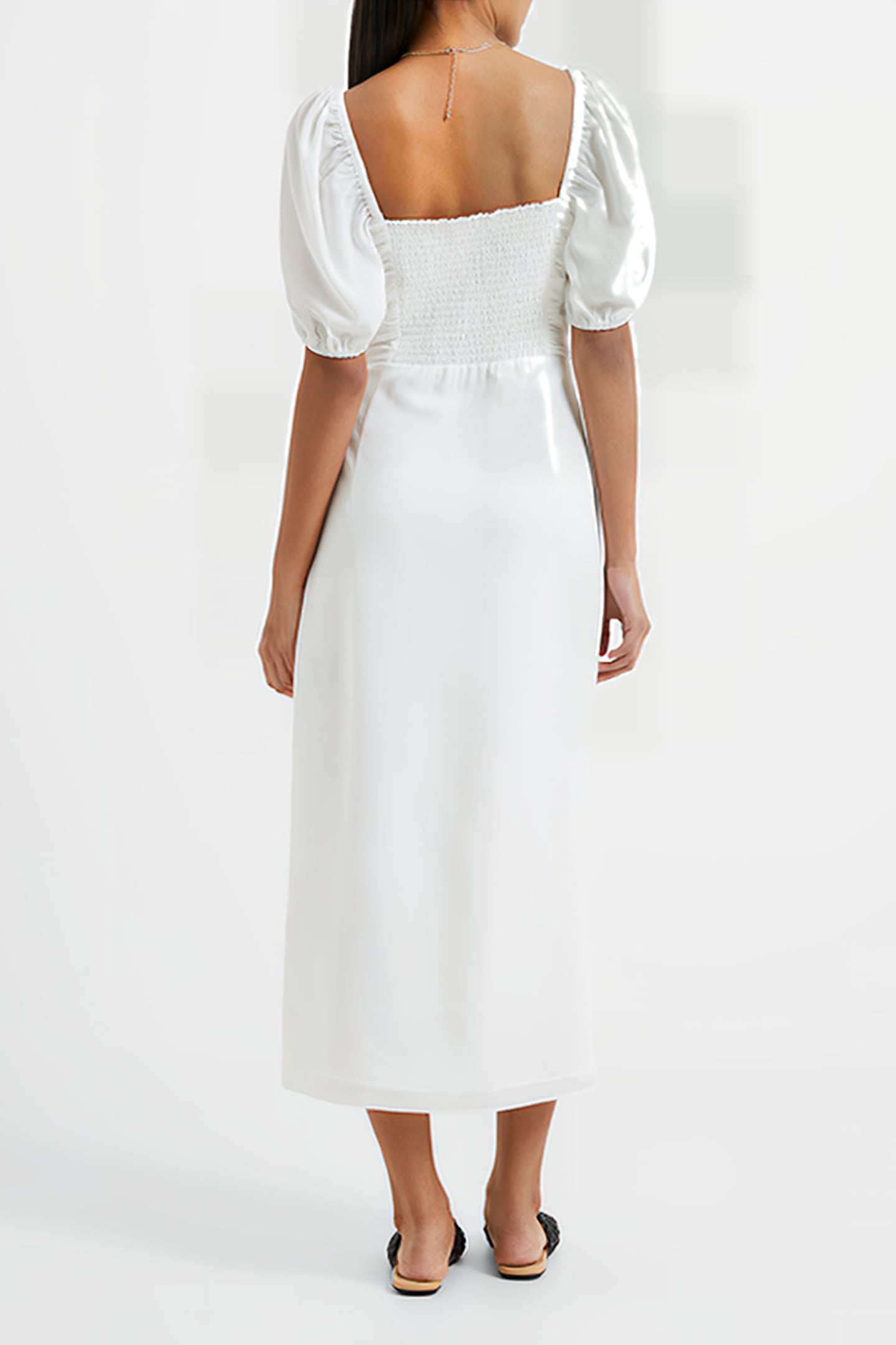 AFINA VERONA RUCHED MIDI DRESS WHITE 2