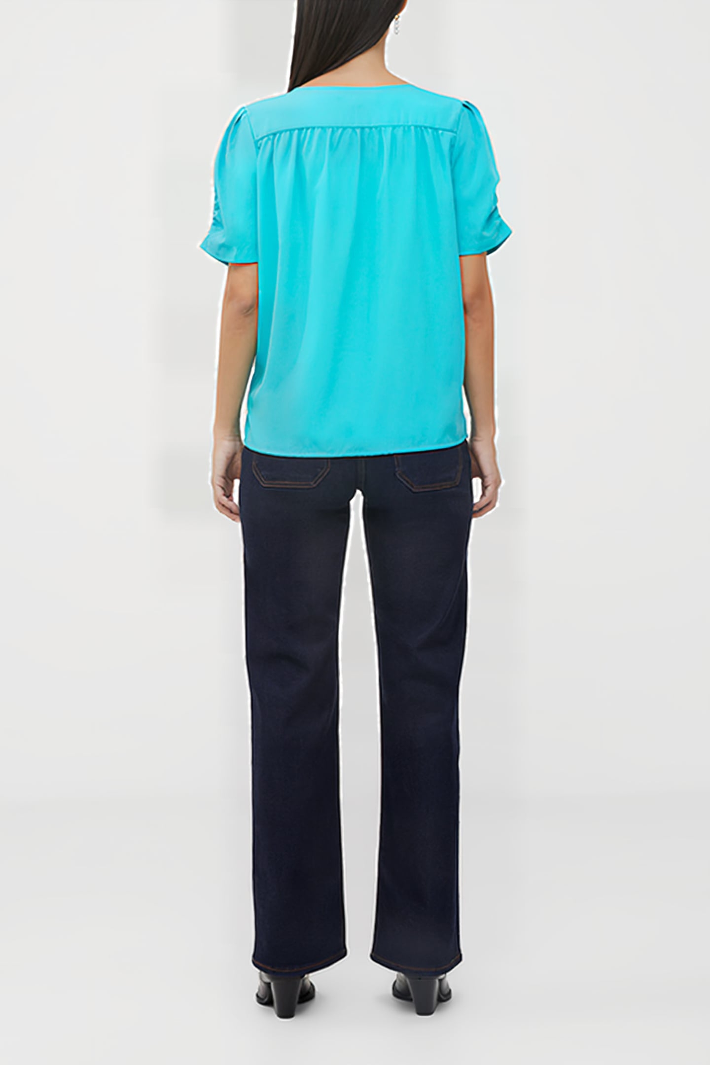 CREPE LIGHT V NECK TOP GREEN 3