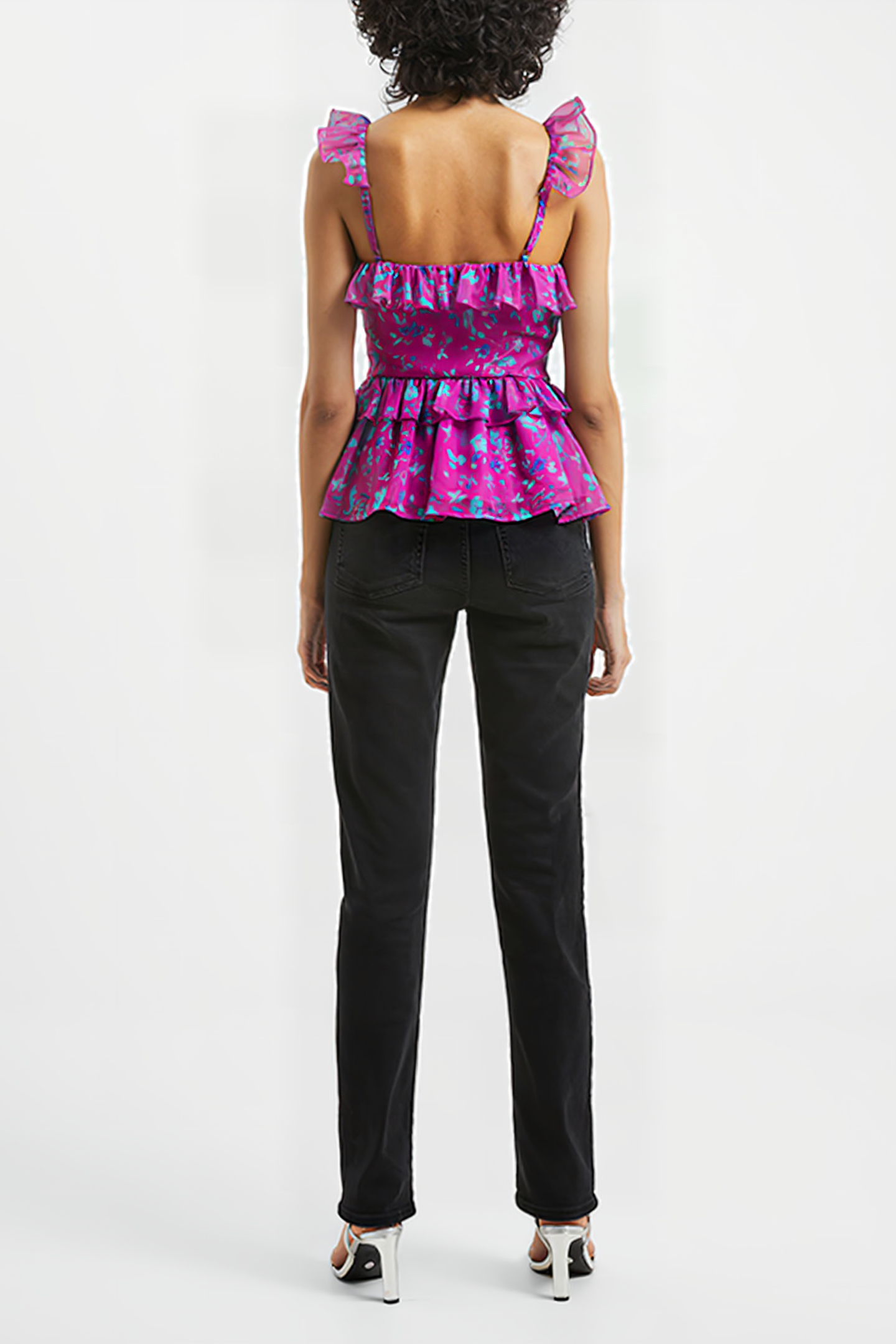 ADEN BAI LUREX FRILL CAMI TOP DAHLIA 3