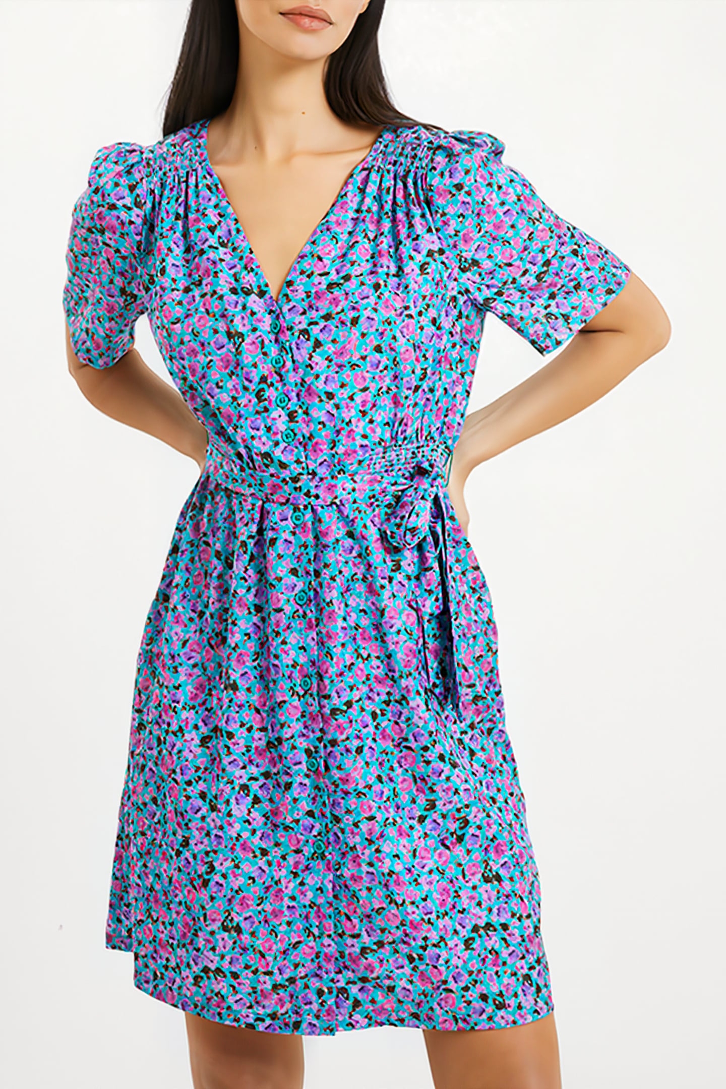 ALEZZIA ELY JACQUARD SS DRESS GREEN 1