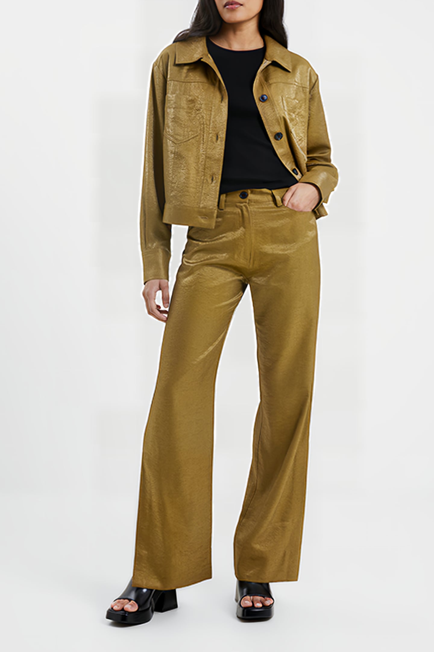 CAMMIE SHIMMER TROUSERS BROWN 3