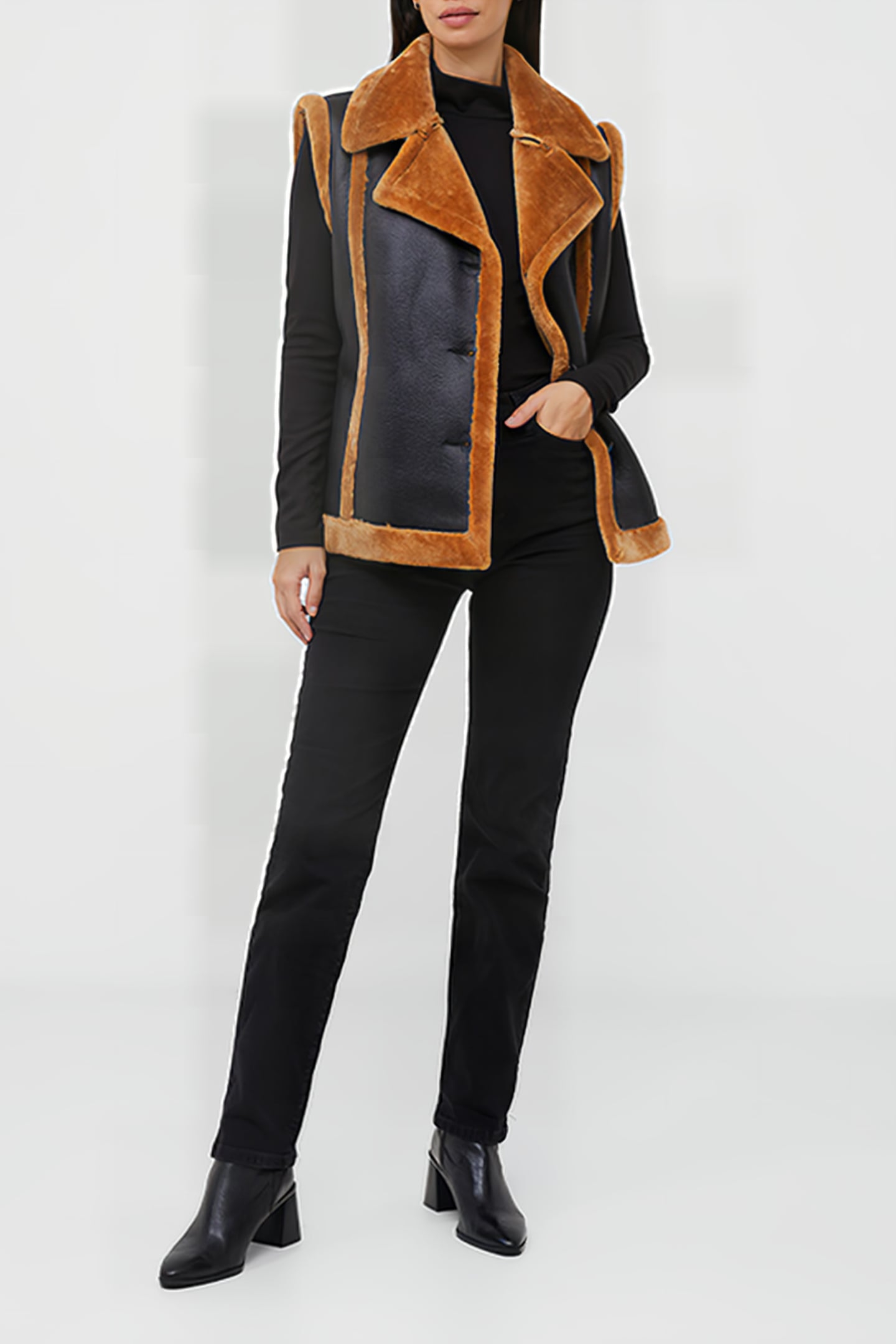 BELEN FAUX FUR GILET BLACK 2