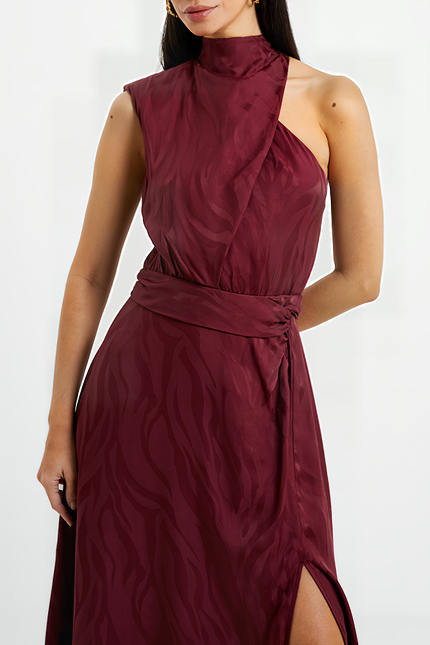 ABA SATIN DRESS BROWN 3