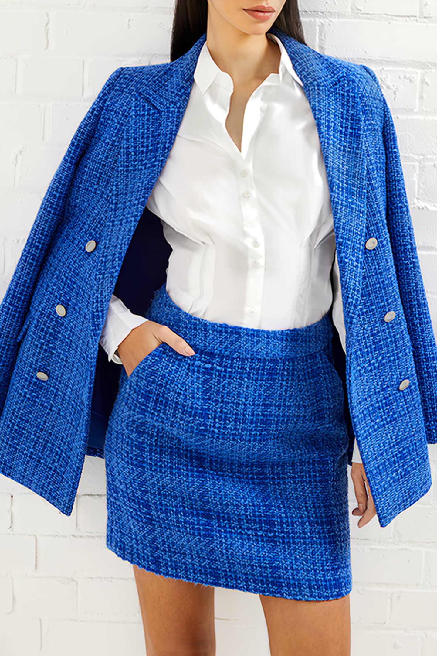 AZZURRA TWEED MINI SKIRT BLUE 5