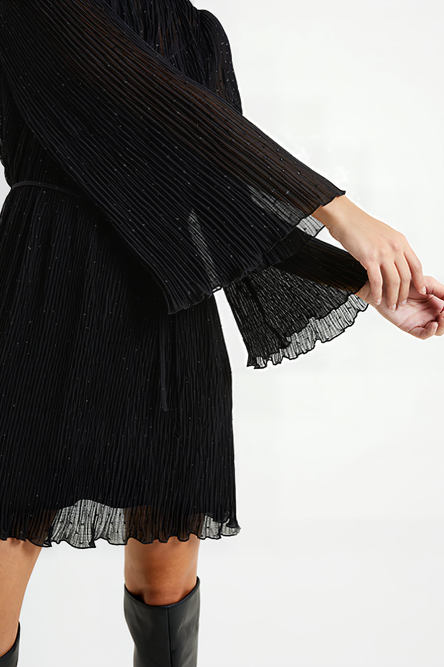 CALLIE PLEATED LUREX DRESS BLACK 4