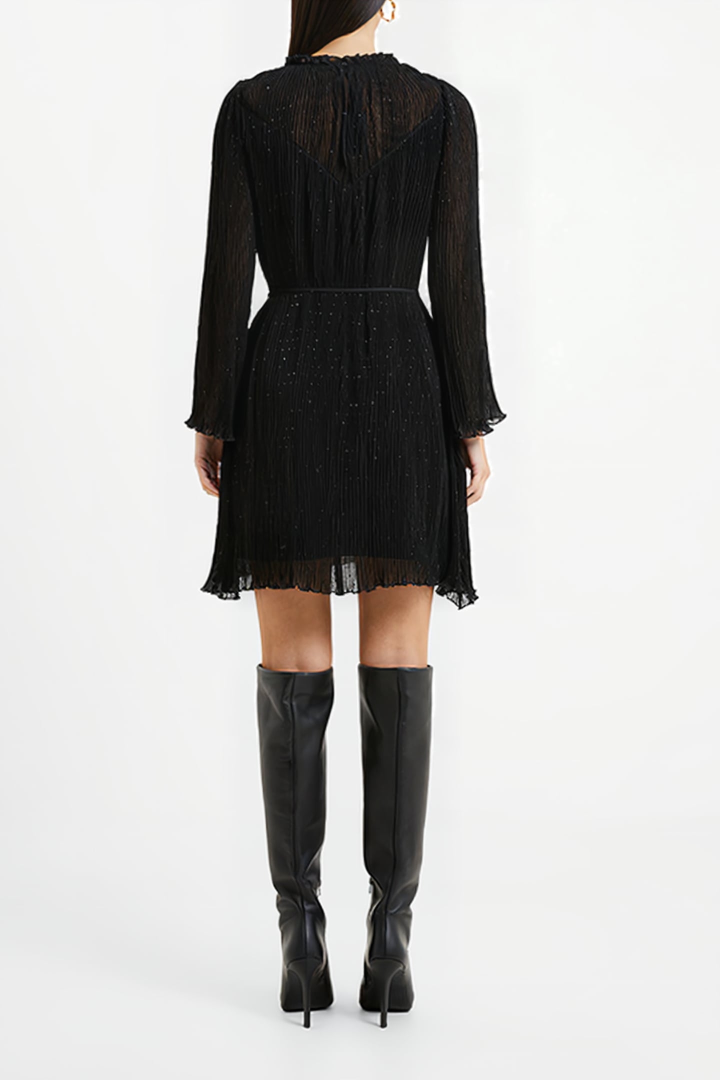 CALLIE PLEATED LUREX DRESS BLACK 3