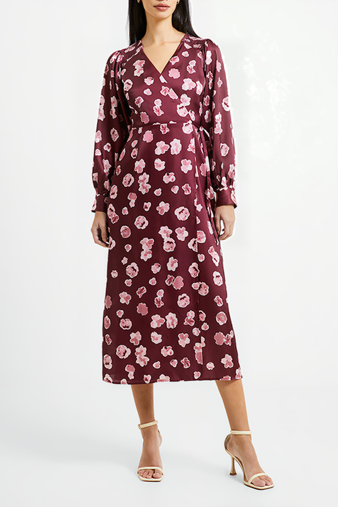 BRONWEN ALEEYA SATIN LS DRESS BROWN 4