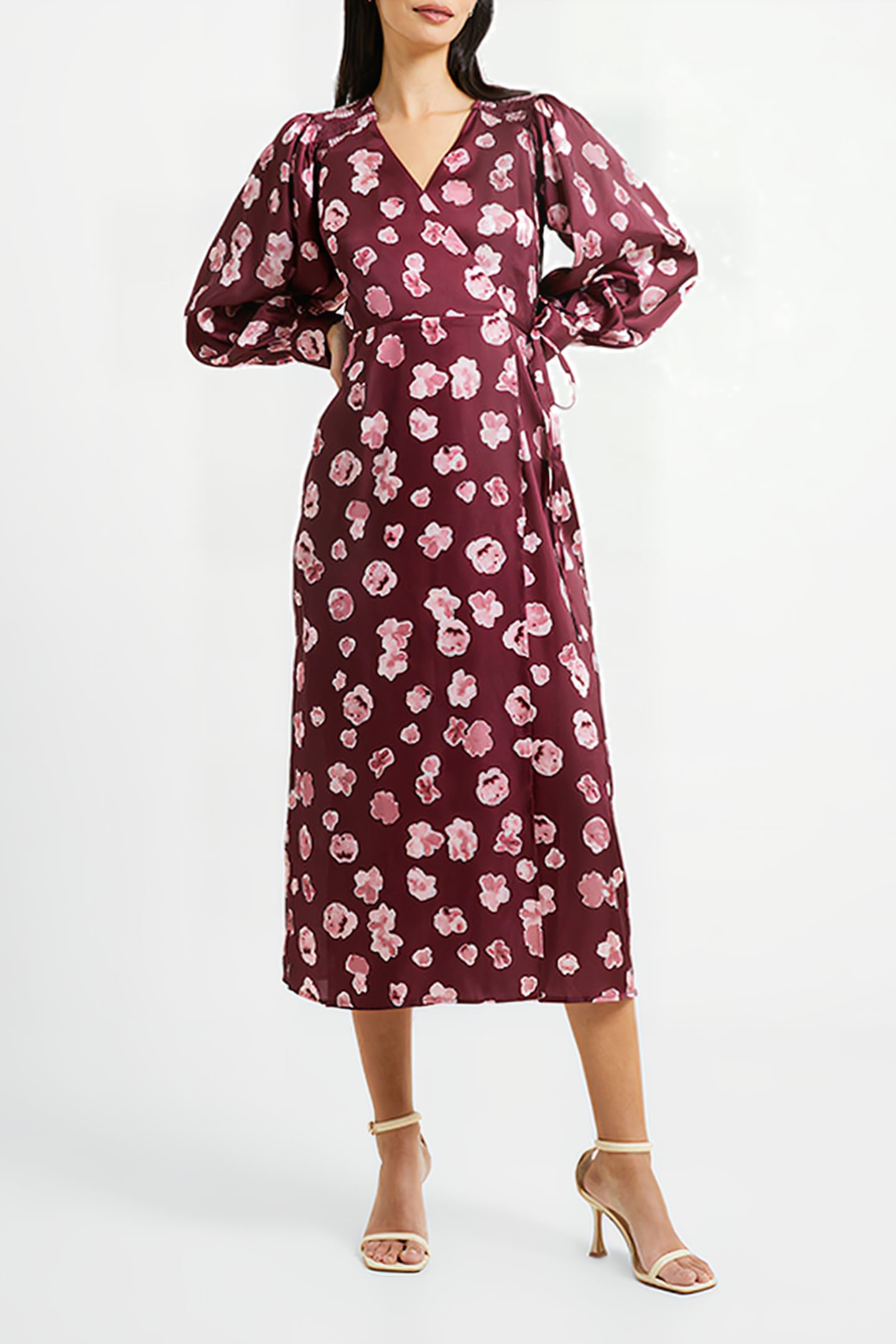 BRONWEN ALEEYA SATIN LS DRESS BROWN 5