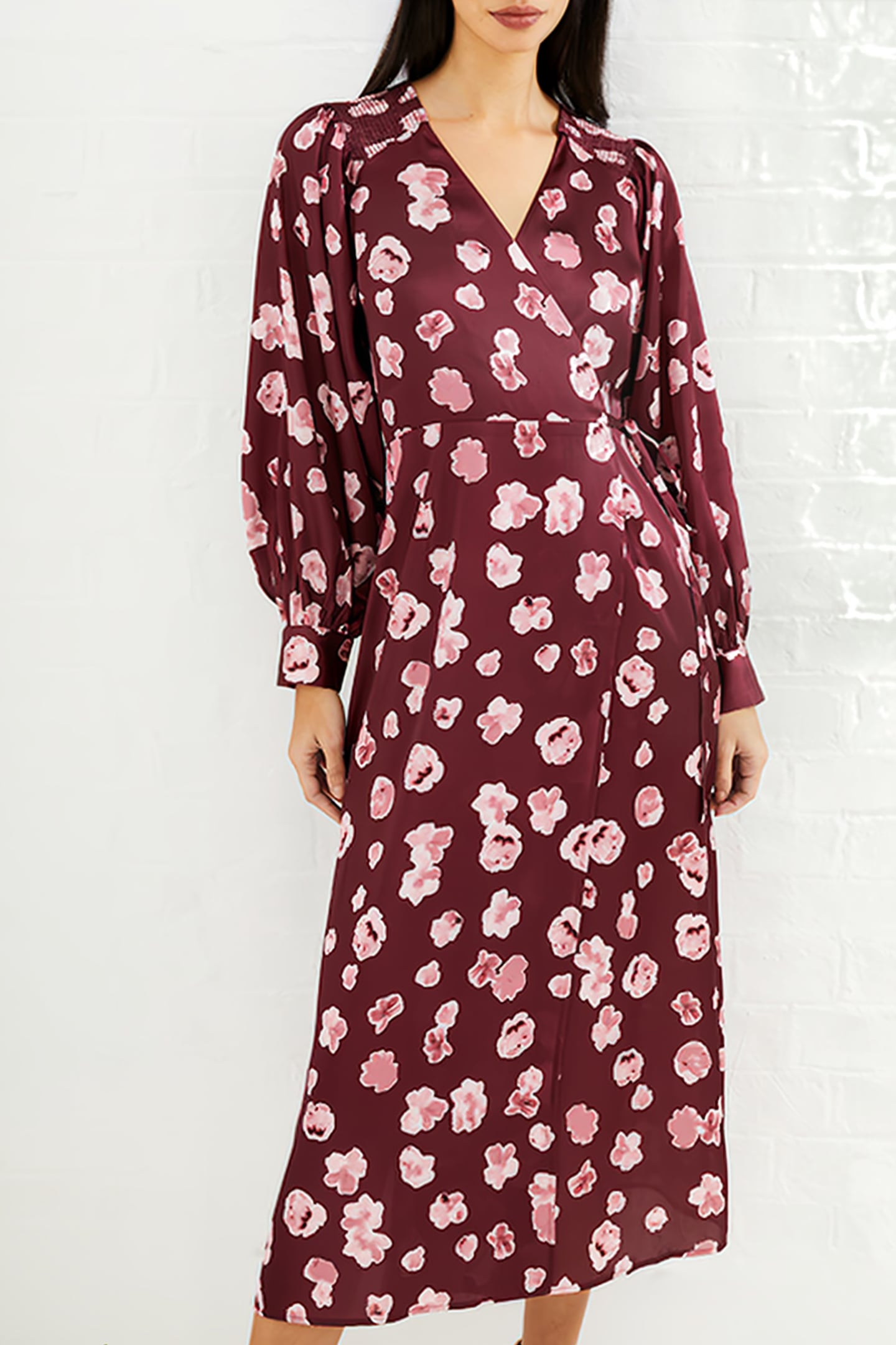 BRONWEN ALEEYA SATIN LS DRESS BROWN 7