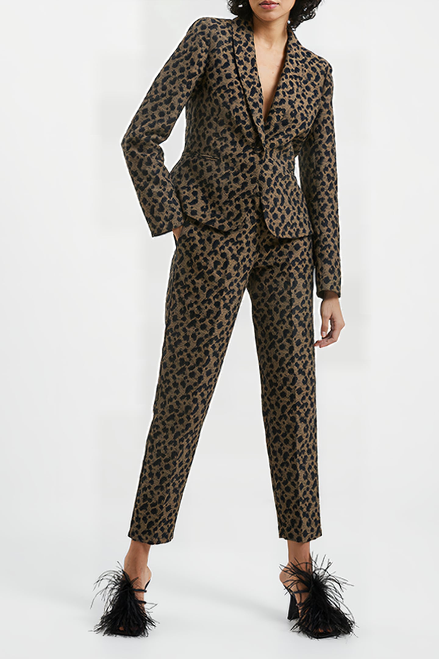 ESTELLA JACQUARD TROUSERS BLACK 2