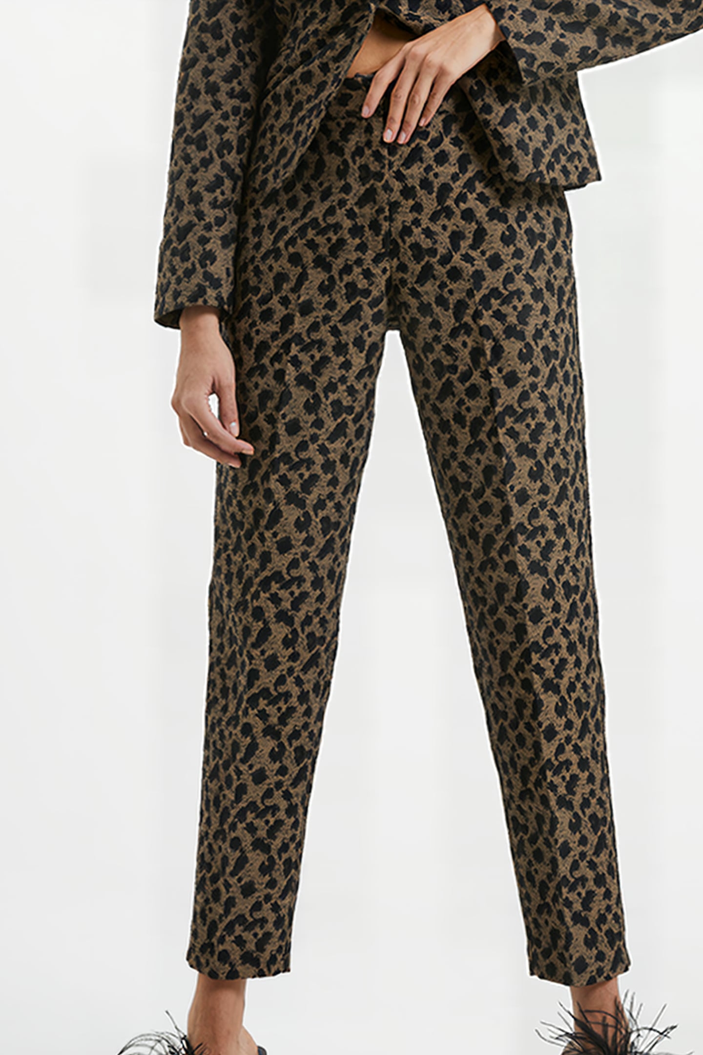 ESTELLA JACQUARD TROUSERS BLACK 1