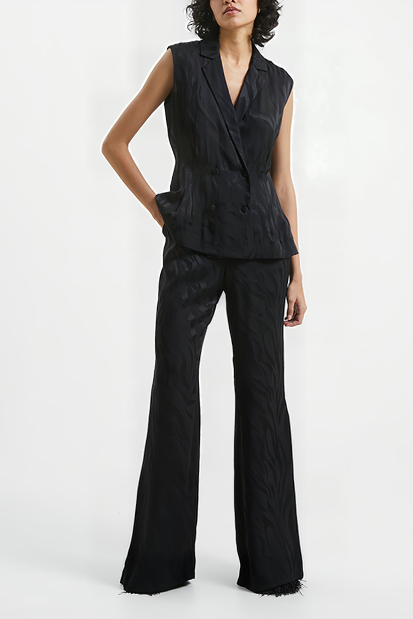 ABA SATIN WAISTCOAT BLACK 2