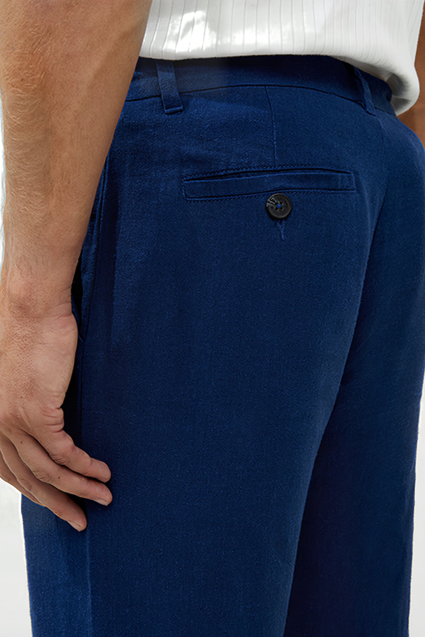 LINEN BLEND TROUSER BLUE 4