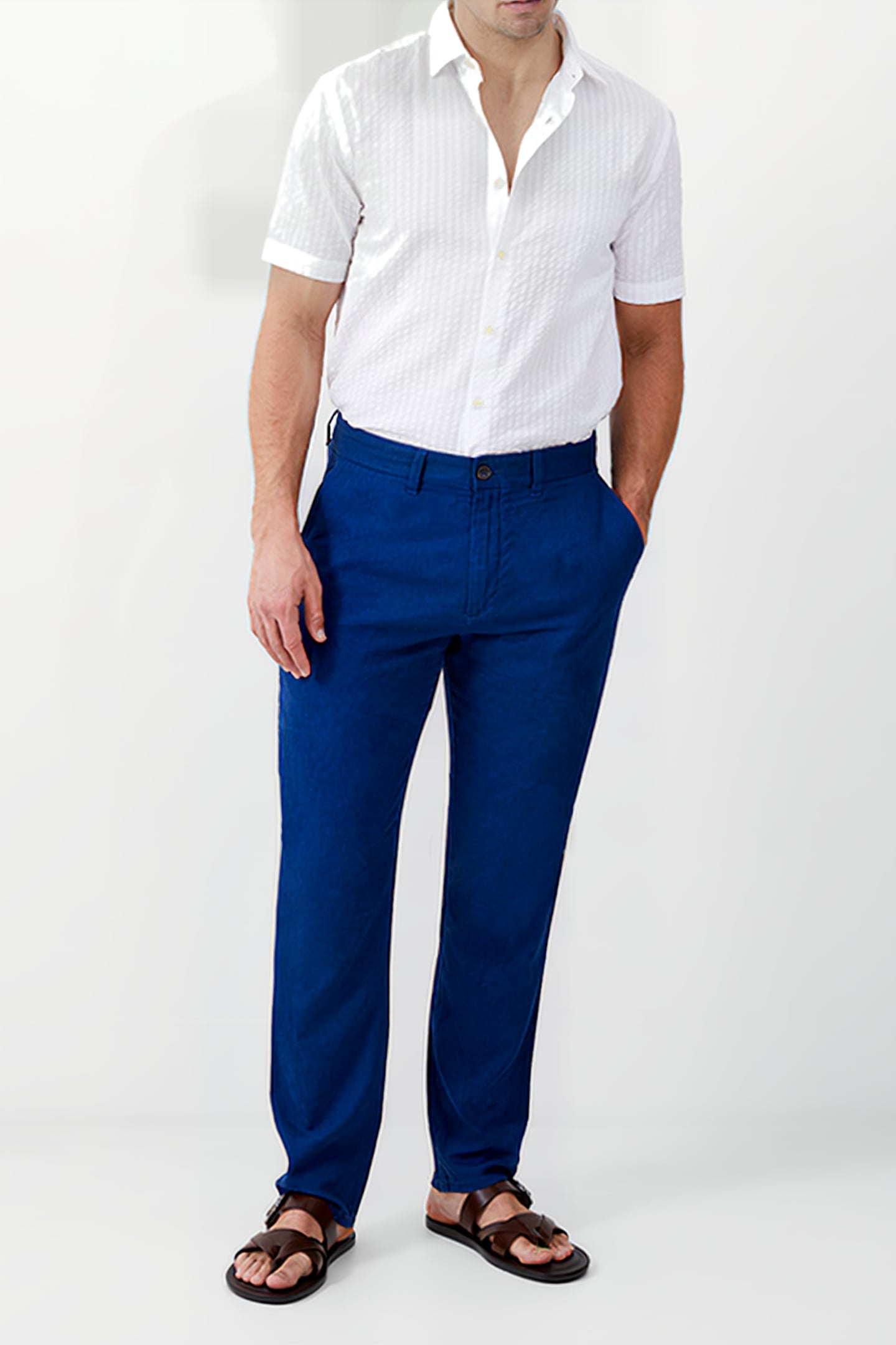 LINEN BLEND TROUSER BLUE 2